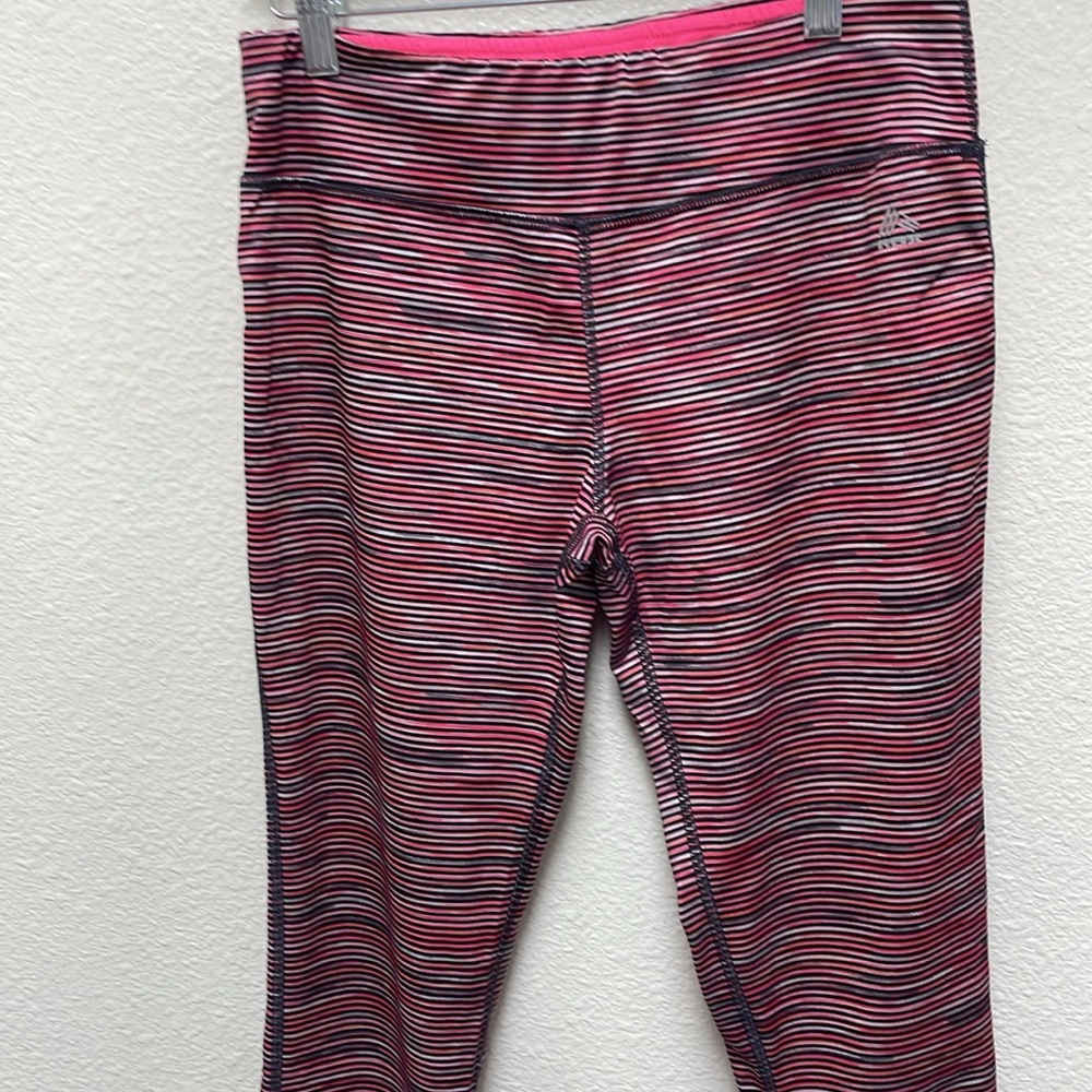 RBX Women’s Large Pink and Black Striped Capri Leggings - Picture 3 of 8